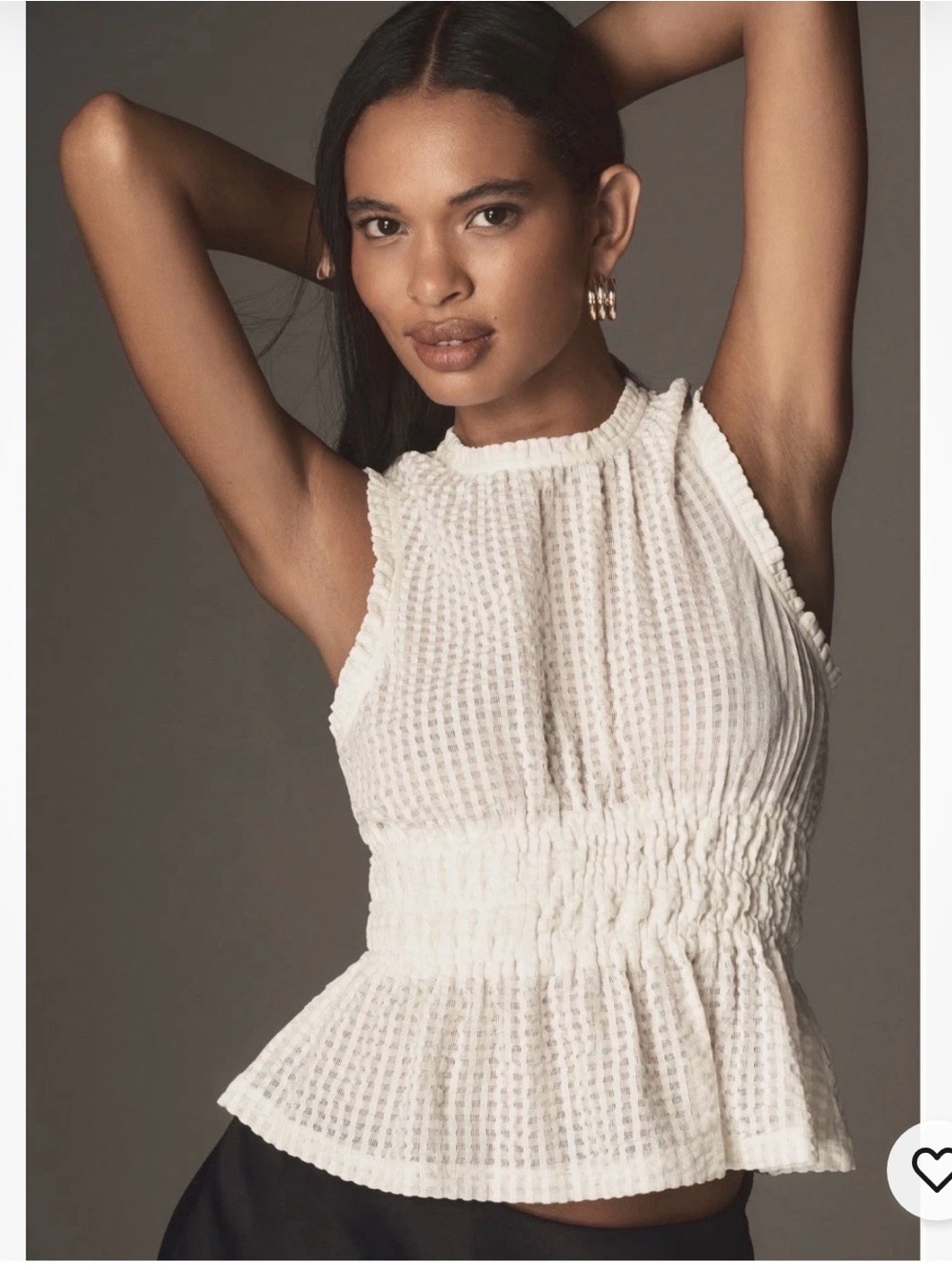 Maeve Anthropologie Textured White Sleeveless Peplum Top NWT